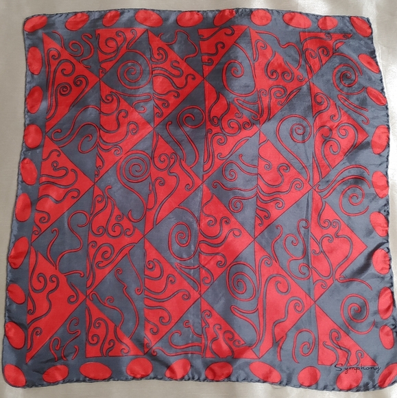 Vintage Symphony Scarf Red and Grey - Picture 2 of 6